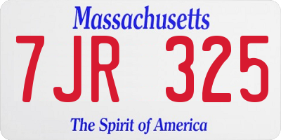 MA license plate 7JR325