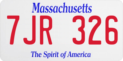 MA license plate 7JR326
