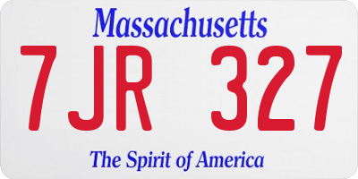 MA license plate 7JR327