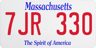 MA license plate 7JR330