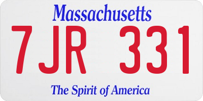 MA license plate 7JR331