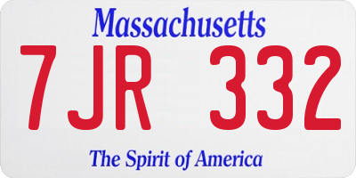 MA license plate 7JR332