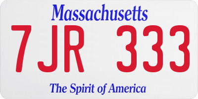 MA license plate 7JR333