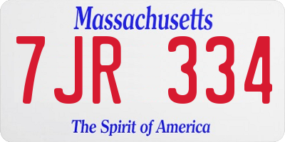 MA license plate 7JR334