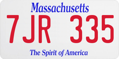 MA license plate 7JR335