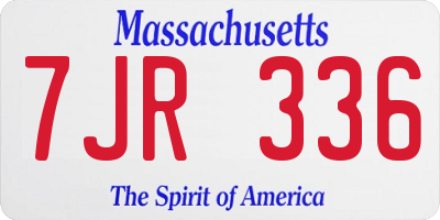 MA license plate 7JR336
