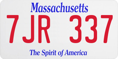 MA license plate 7JR337