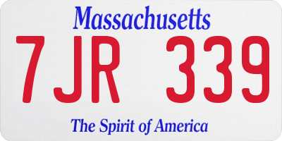 MA license plate 7JR339