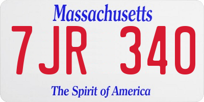 MA license plate 7JR340