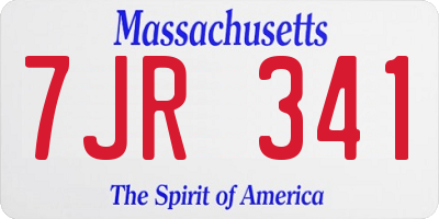 MA license plate 7JR341