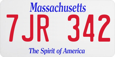 MA license plate 7JR342