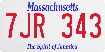 MA license plate 7JR343
