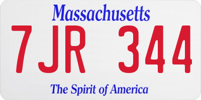MA license plate 7JR344