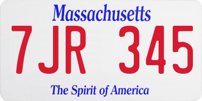 MA license plate 7JR345