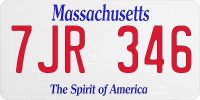 MA license plate 7JR346