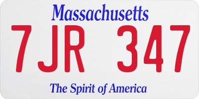 MA license plate 7JR347