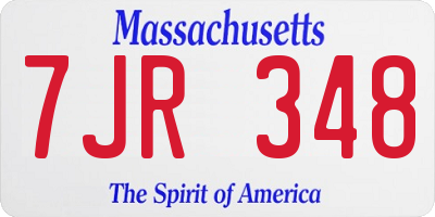 MA license plate 7JR348