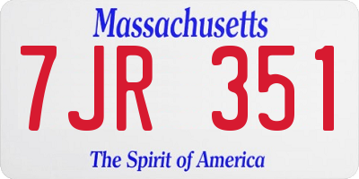 MA license plate 7JR351