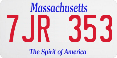 MA license plate 7JR353