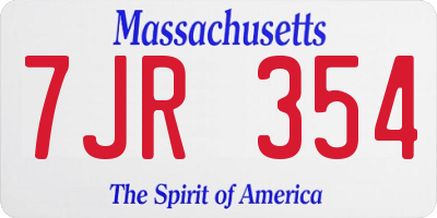 MA license plate 7JR354