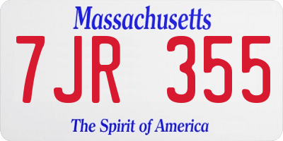 MA license plate 7JR355