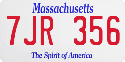 MA license plate 7JR356