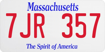 MA license plate 7JR357