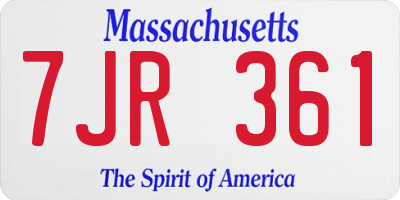 MA license plate 7JR361