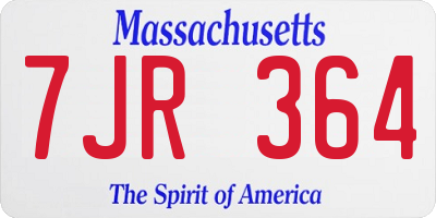 MA license plate 7JR364