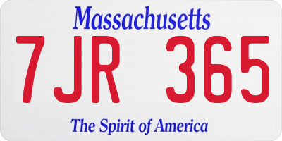MA license plate 7JR365