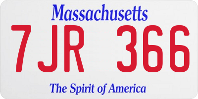 MA license plate 7JR366