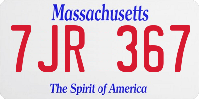 MA license plate 7JR367