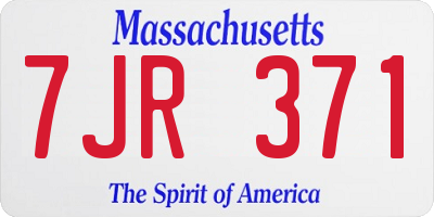 MA license plate 7JR371