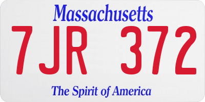 MA license plate 7JR372