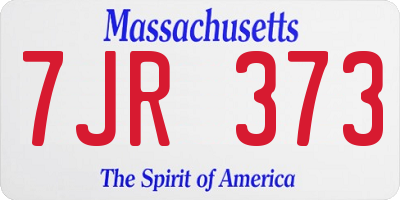 MA license plate 7JR373
