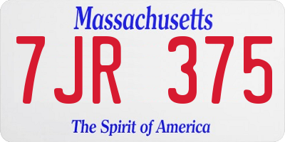 MA license plate 7JR375