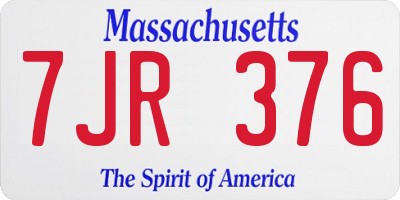 MA license plate 7JR376
