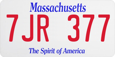 MA license plate 7JR377