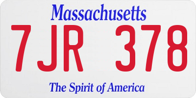 MA license plate 7JR378