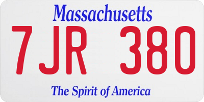 MA license plate 7JR380