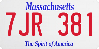 MA license plate 7JR381