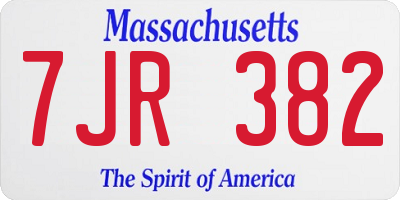 MA license plate 7JR382