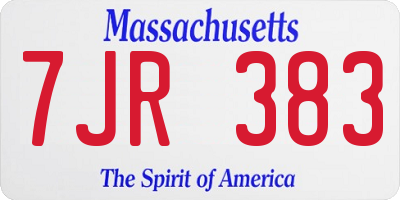 MA license plate 7JR383