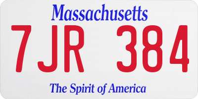 MA license plate 7JR384