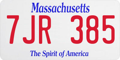 MA license plate 7JR385