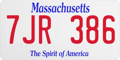 MA license plate 7JR386