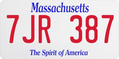 MA license plate 7JR387