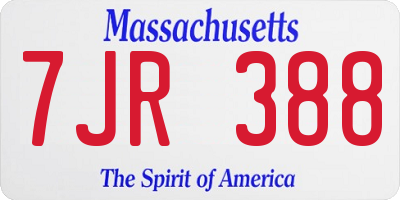 MA license plate 7JR388
