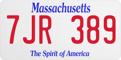 MA license plate 7JR389