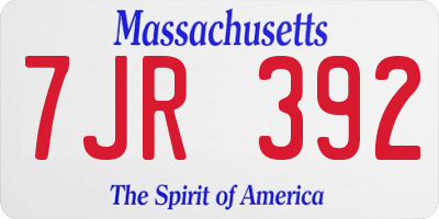MA license plate 7JR392
